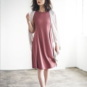 UNIQLO | Dusty Rose Mock Neck Dress